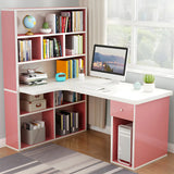 Wooden Storage Writing Desk with Shelves and Drawers Image - 3