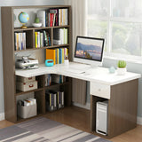 Wooden Storage Writing Desk with Shelves and Drawers Image - 4