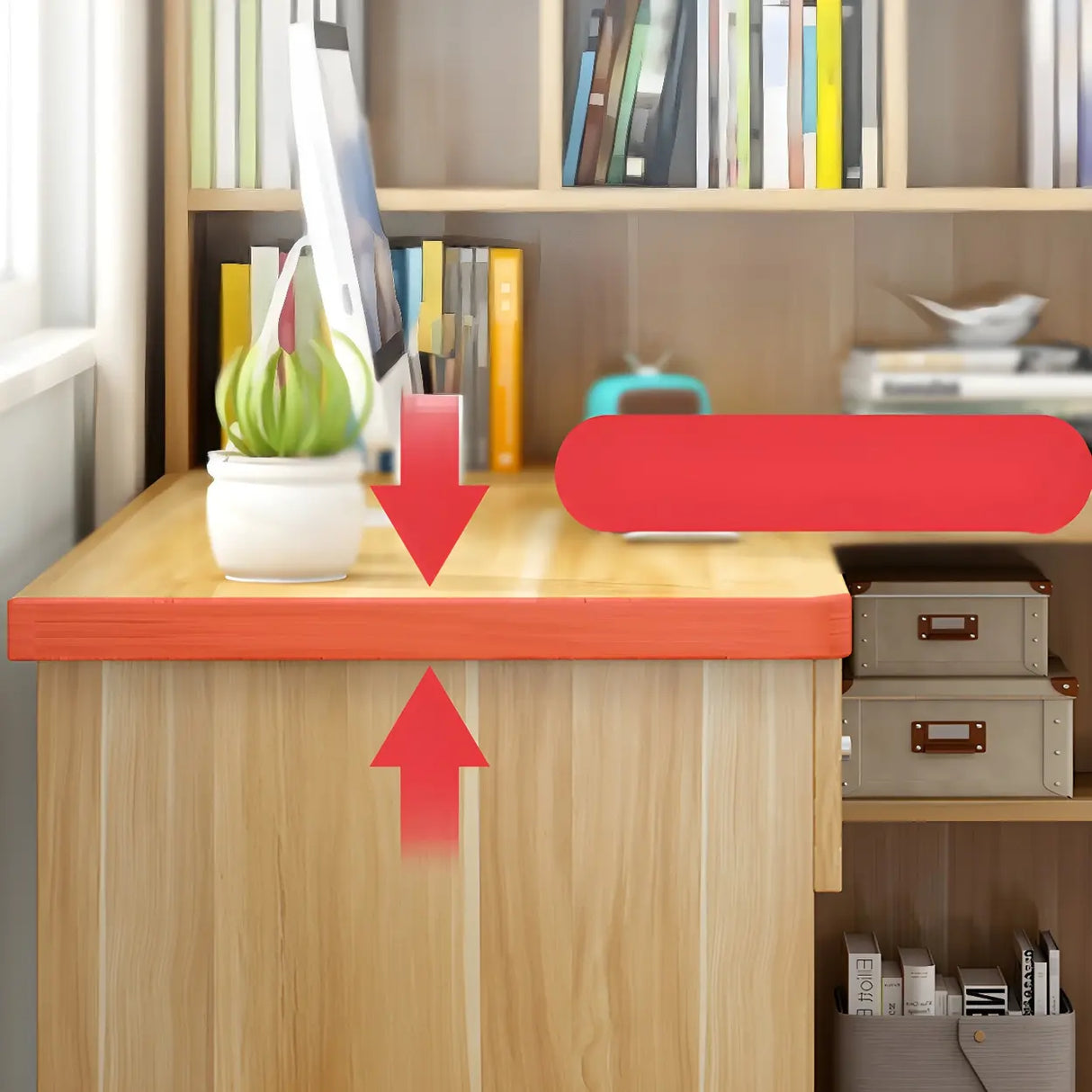 Wooden Storage Writing Desk with Shelves and Drawers Image - 6