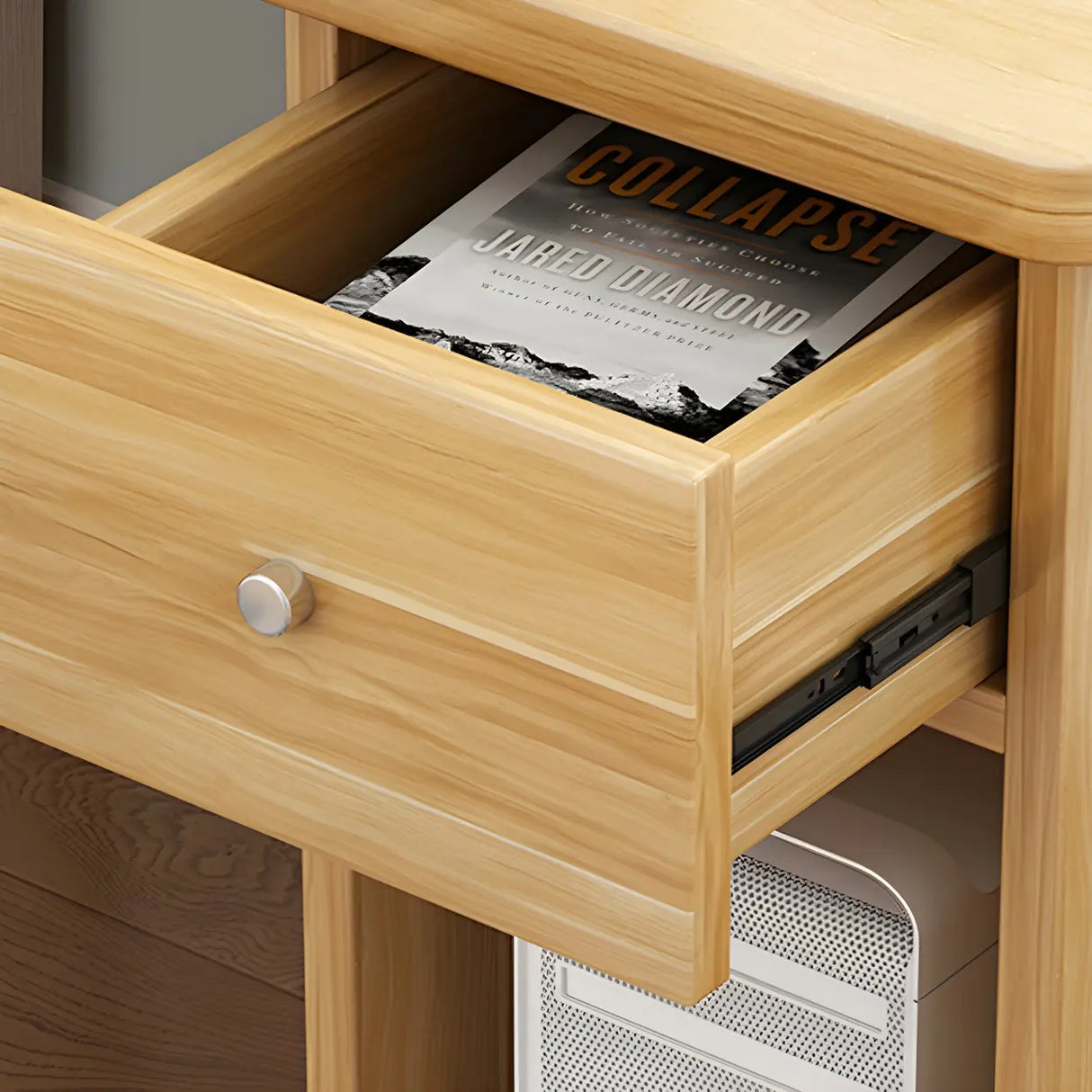 Wooden Storage Writing Desk with Shelves and Drawers Image - 8