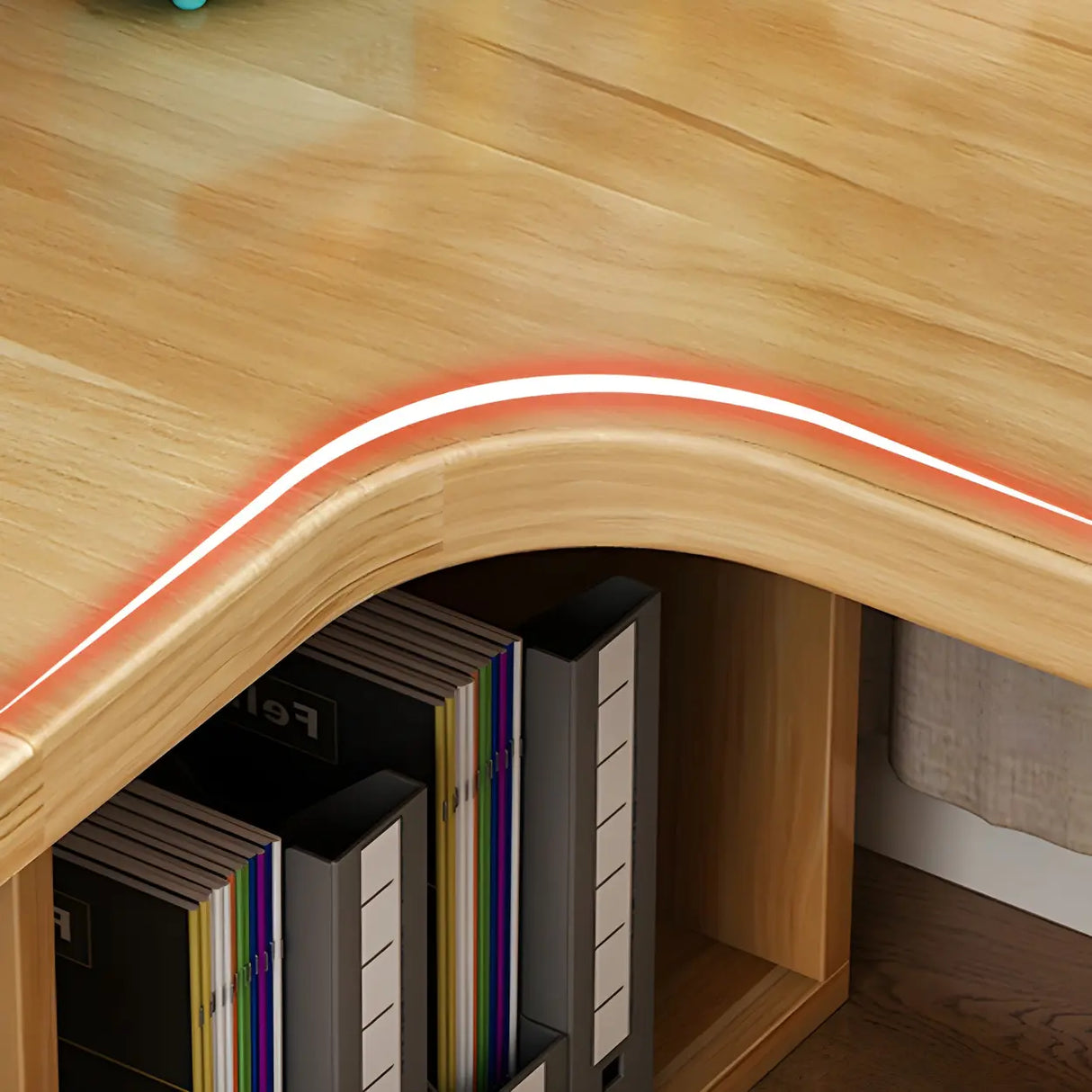 Wooden Storage Writing Desk with Shelves and Drawers Image - 9