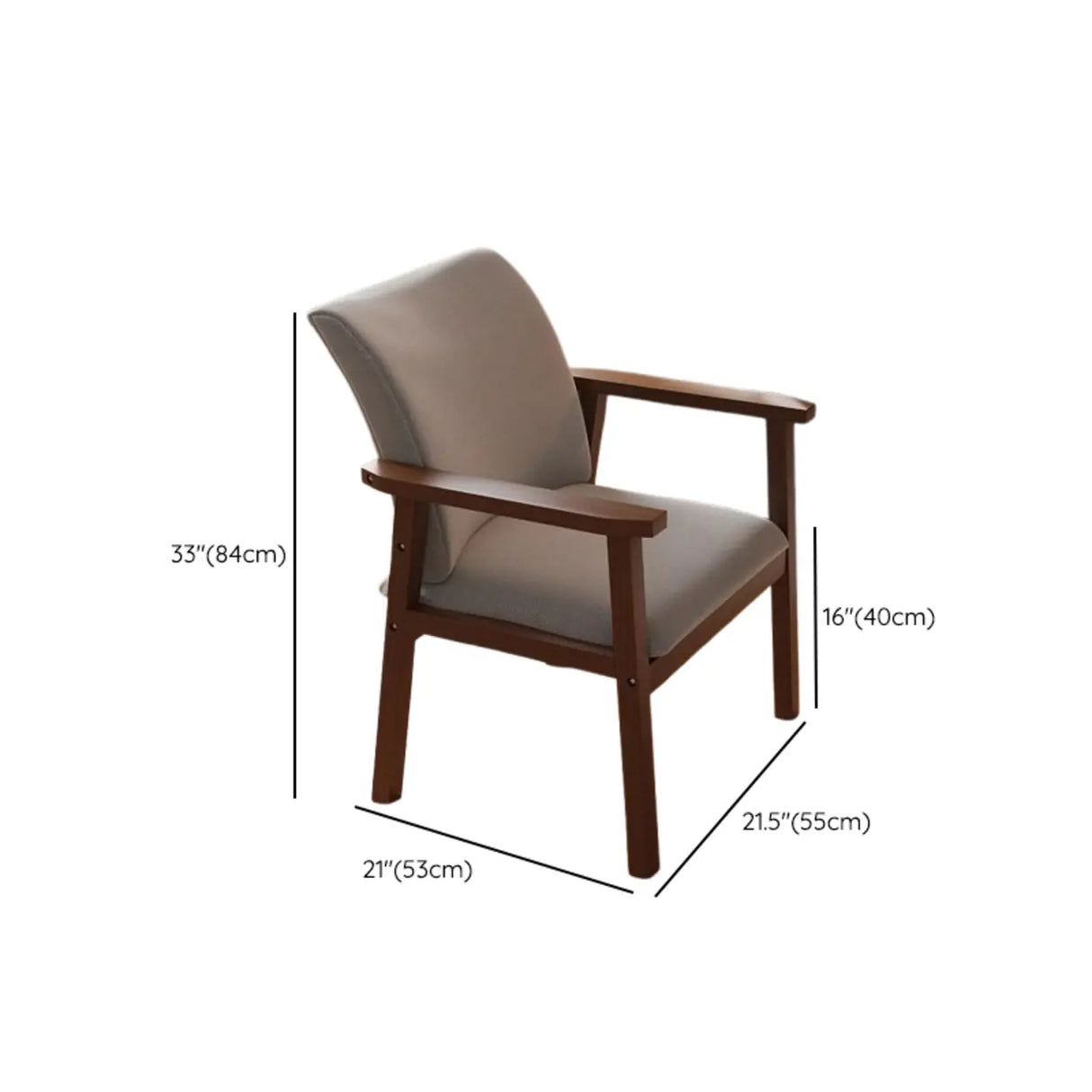 Wooden Upholstered Armrest Dining Chair Light Grey 
