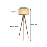 Woven Fabric Cylinder Shade Wooden Tripod Floor Lamp #size