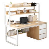 Writing Desk Rectangular Composite Wood Gray Storage 2-Person Image - 10