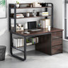 Writing Desk Rectangular Composite Wood Gray Storage 2-Person Image - 13