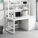 Writing Desk Rectangular Composite Wood Gray Storage 2-Person Image - 14