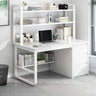 Writing Desk Rectangular Composite Wood Gray Storage 2-Person Image - 14