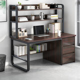 Writing Desk Rectangular Composite Wood Gray Storage 2-Person Image - 15