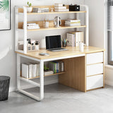 Writing Desk Rectangular Composite Wood Gray Storage 2-Person Image - 16