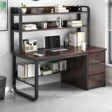 Writing Desk Rectangular Composite Wood Gray Storage 2-Person Image - 17
