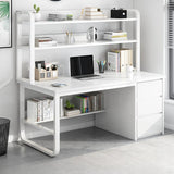Writing Desk Rectangular Composite Wood Gray Storage 2-Person Image - 18