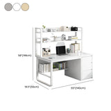 Writing Desk Rectangular Composite Wood Gray Storage 2-Person Image - 21