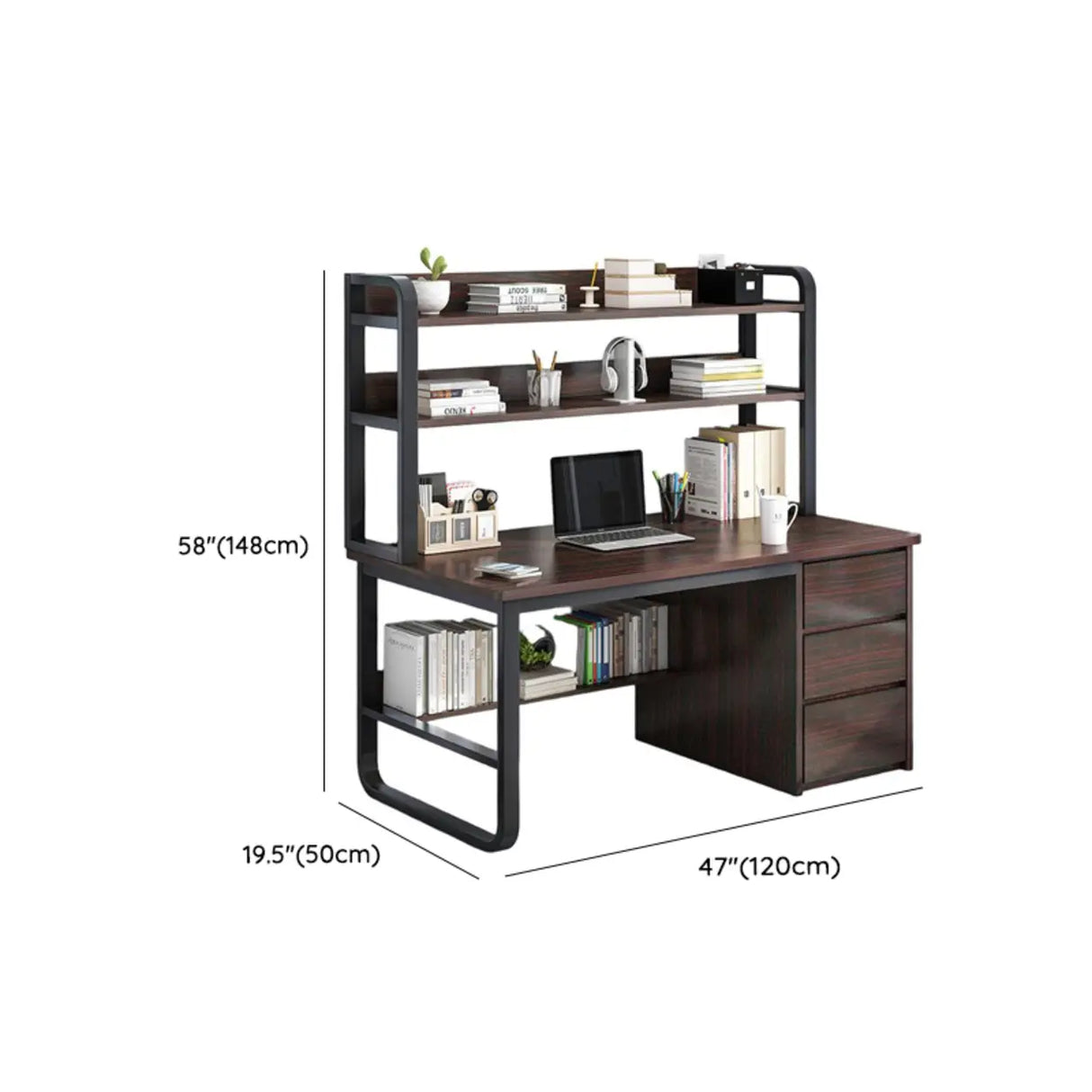 Writing Desk Rectangular Composite Wood Gray Storage 2-Person Image - 23