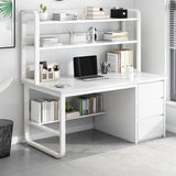 Writing Desk Rectangular Composite Wood Gray Storage 2-Person Image - 3