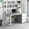 Writing Desk Rectangular Composite Wood Gray Storage 2-Person Image - 5