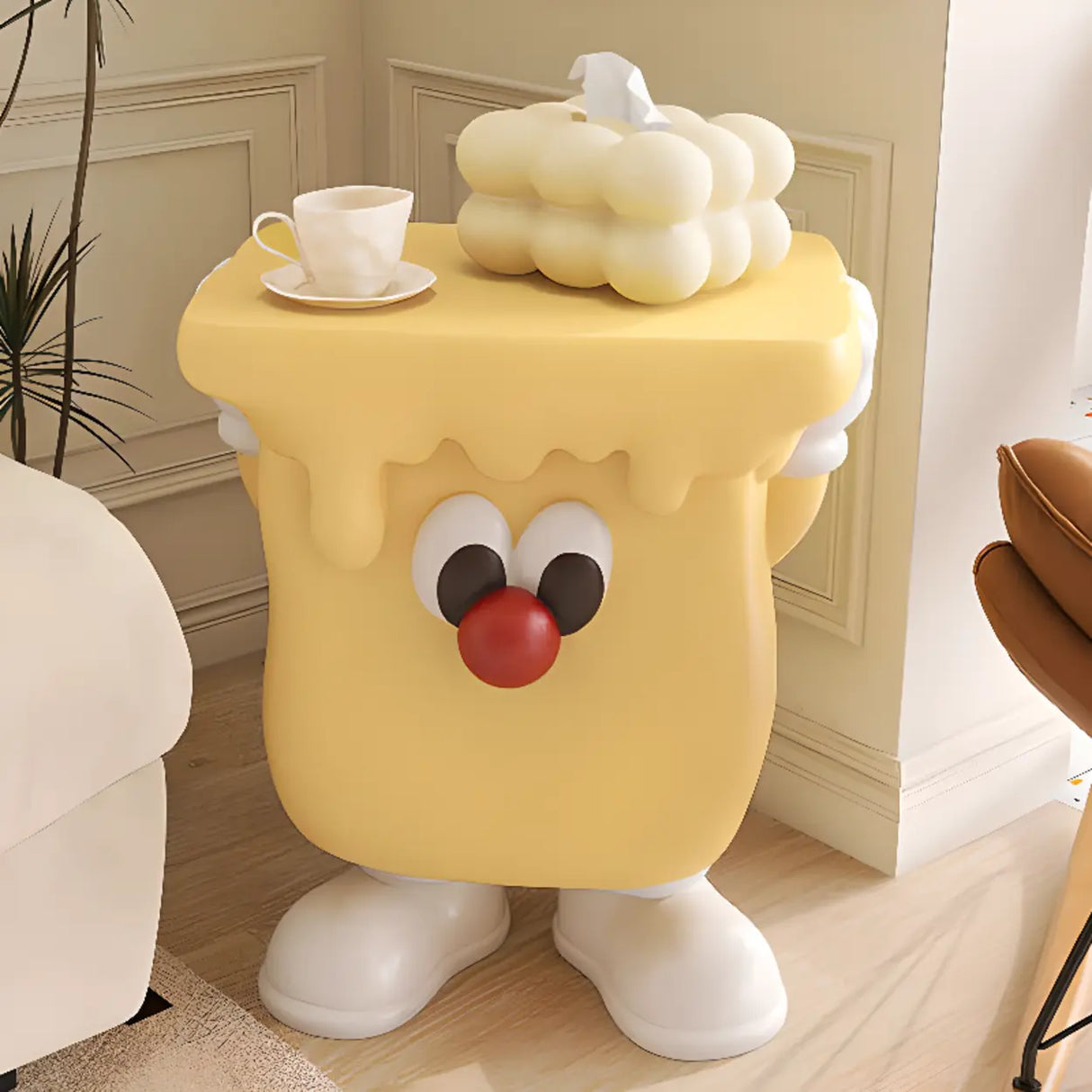 Yellow Cartoon Shape Resin Tip Resistant Kids Nightstand Image - 5