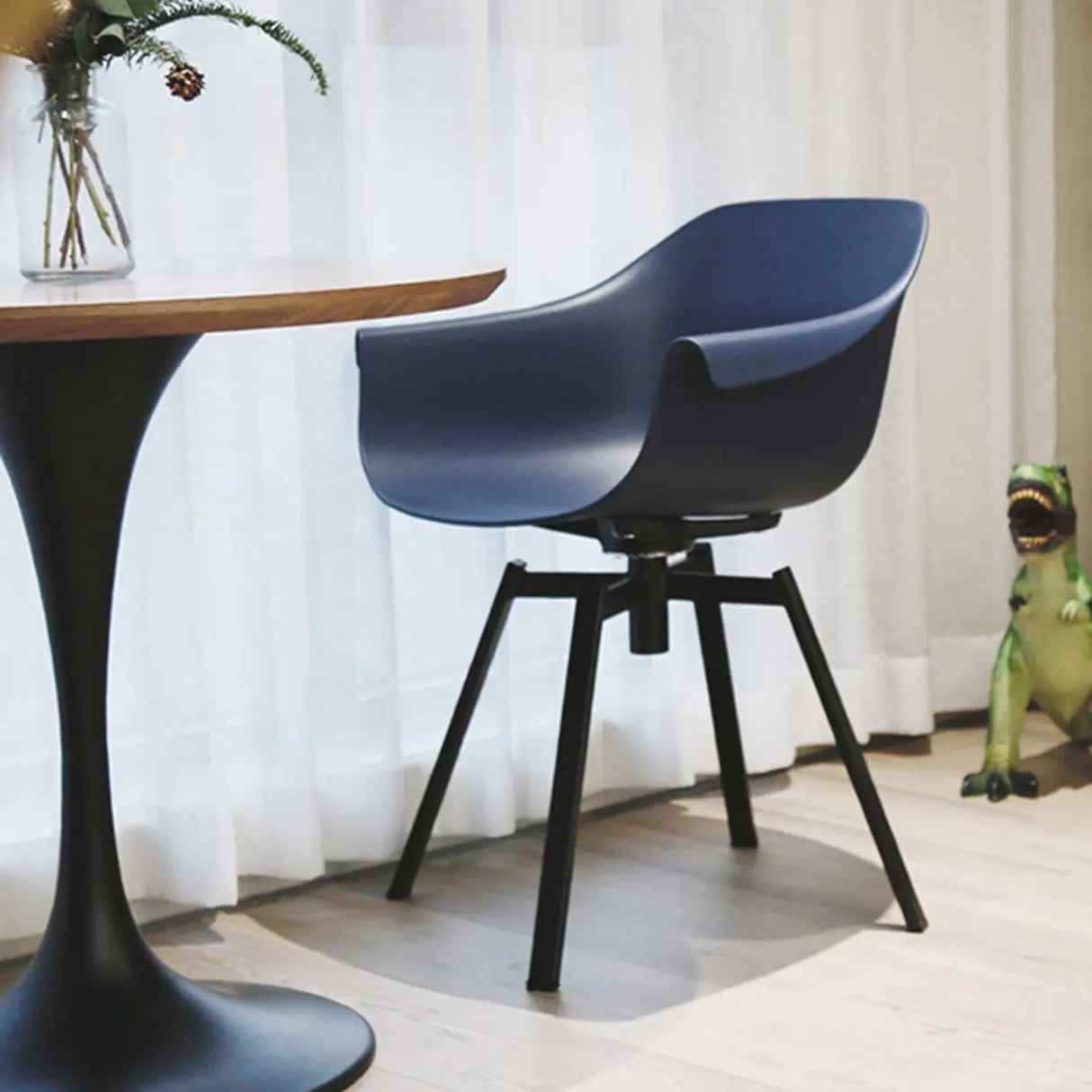 Yellow Casual Comfortable Curved Iron Office Chairs Image - 8