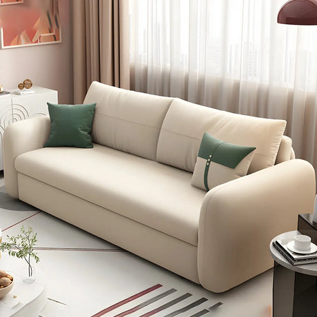 Yellow Cotton Blend Square Arm Pillow Back Sofa Bed Image - 1
