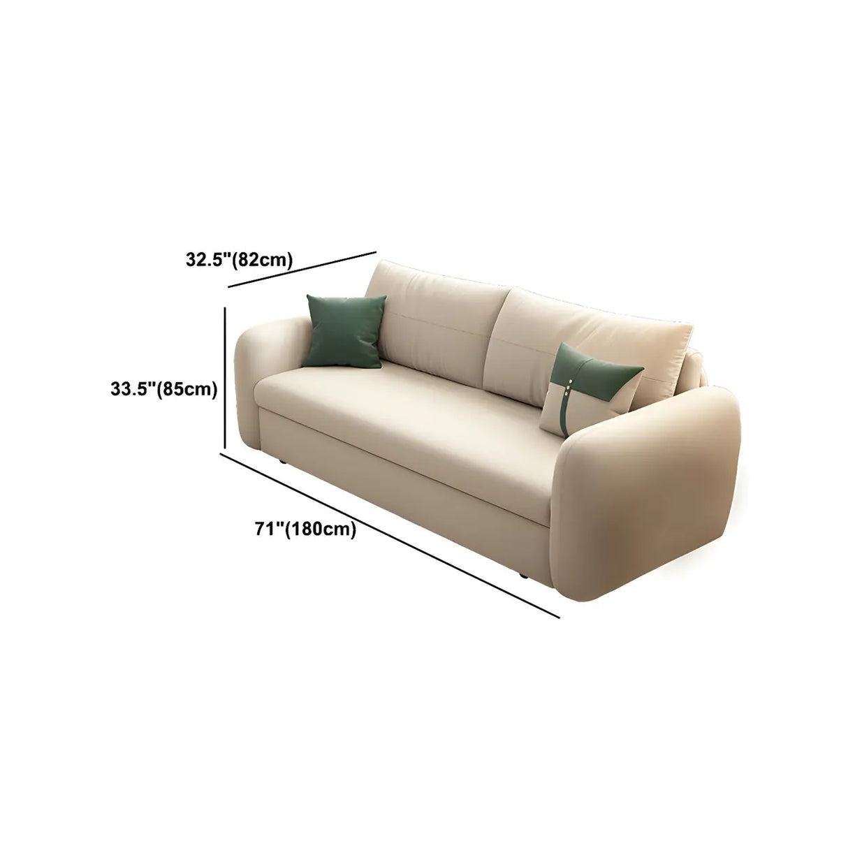 Yellow Cotton Blend Square Arm Pillow Back Sofa Bed Image - 13
