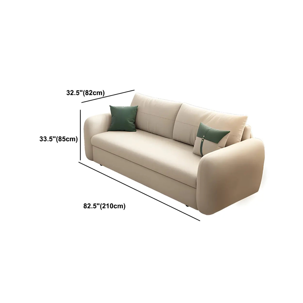 Yellow Cotton Blend Square Arm Pillow Back Sofa Bed Image - 14