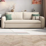 Yellow Cotton Blend Square Arm Pillow Back Sofa Bed Image - 2
