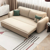 Yellow Cotton Blend Square Arm Pillow Back Sofa Bed Image - 3
