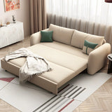 Yellow Cotton Blend Square Arm Pillow Back Sofa Bed Image - 4
