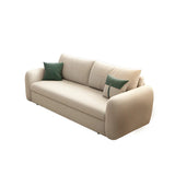 Yellow Cotton Blend Square Arm Pillow Back Sofa Bed Image - 5