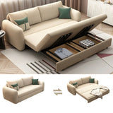 Yellow Cotton Blend Square Arm Pillow Back Sofa Bed Image - 6