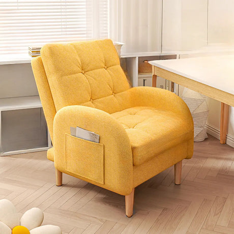 Yellow Cotton Linen Convertible Chair with Storage Image - 1