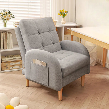 Yellow Cotton Linen Convertible Chair with Storage Image - 2