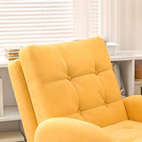 Yellow Cotton Linen Convertible Chair with Storage Image - 4