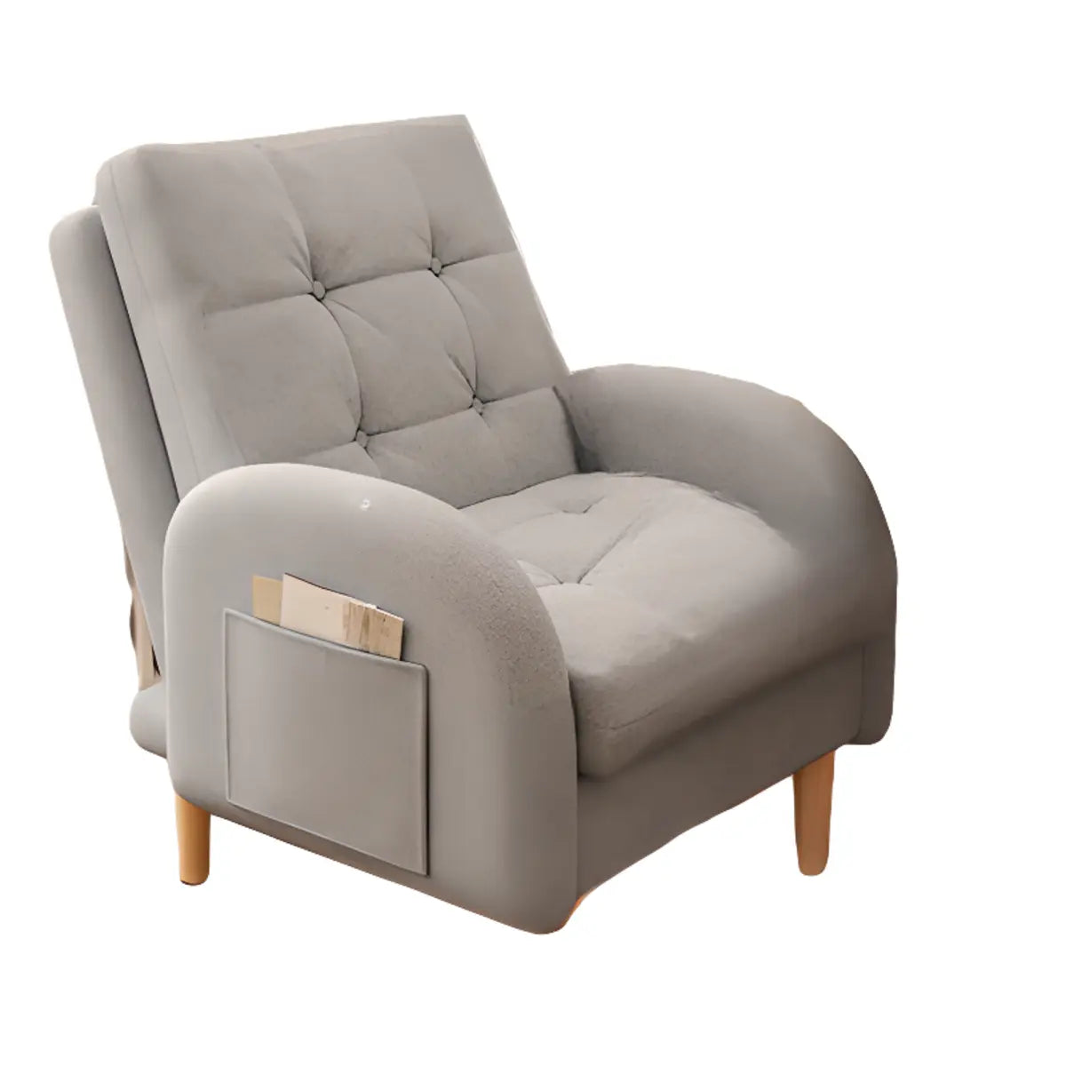 Yellow Cotton Linen Convertible Chair with Storage Image - 5
