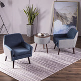 Yellow Cotton Linen Fixed Back Arm Chair with Slipcover Image - 3