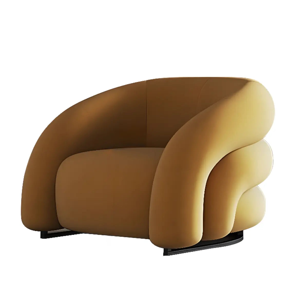Yellow Frosted Velvet Curved Back Small Accent Chair Image - 10