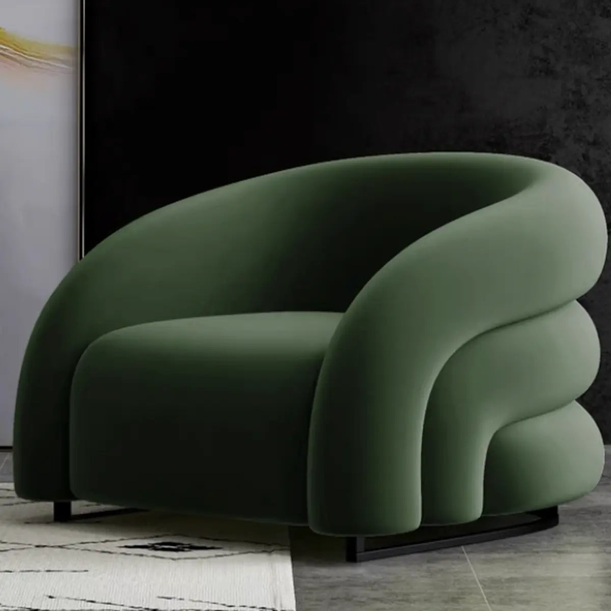 Yellow Frosted Velvet Curved Back Small Accent Chair Image - 11