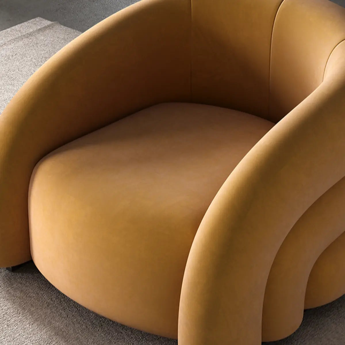 Yellow Frosted Velvet Curved Back Small Accent Chair Image - 12