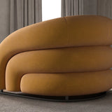 Yellow Frosted Velvet Curved Back Small Accent Chair Image - 13