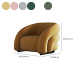Yellow Frosted Velvet Curved Back Small Accent Chair #size