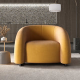 Yellow Frosted Velvet Curved Back Small Accent Chair Image - 4