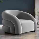 Yellow Frosted Velvet Curved Back Small Accent Chair Image - 5