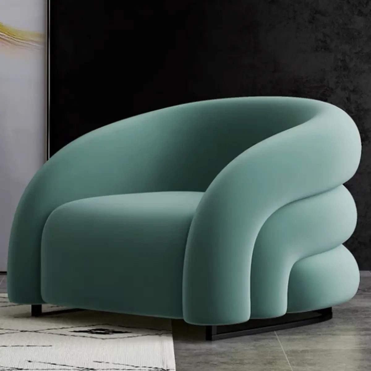 Yellow Frosted Velvet Curved Back Small Accent Chair Image - 7