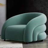 Yellow Frosted Velvet Curved Back Small Accent Chair Image - 7