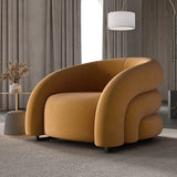 Yellow Frosted Velvet Curved Back Small Accent Chair Image - 8