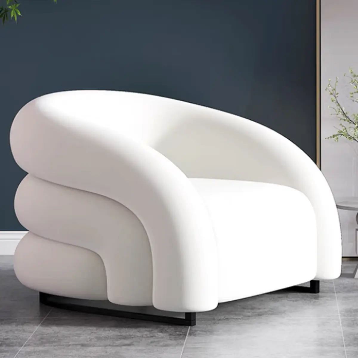 Yellow Frosted Velvet Curved Back Small Accent Chair Image - 9