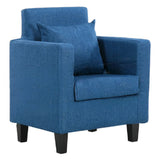 Yellow Linen Square Arm Removable Cushions Arm Chair Image - 14