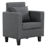 Yellow Linen Square Arm Removable Cushions Arm Chair Image - 6