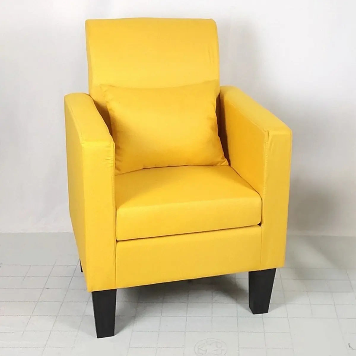 Yellow Linen Square Arm Removable Cushions Arm Chair Image - 9