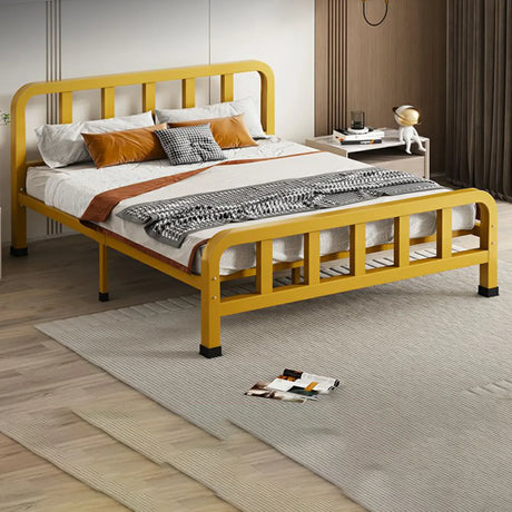 Yellow Queen Rectangular Metal Comfort Open-Frame Bed Image - 1