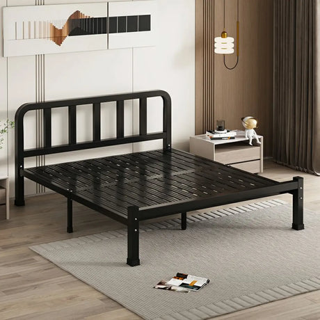 Yellow Queen Rectangular Metal Comfort Open-Frame Bed Image - 2